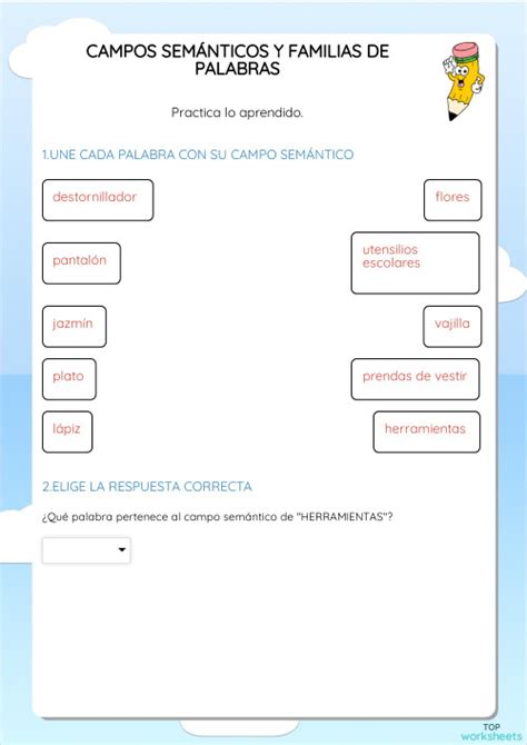 Campos SemÁnticos Y Familias De Palabras Ficha Interactiva Topworksheets