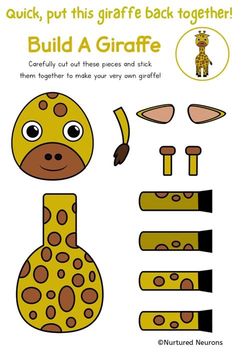 Build A Cute Giraffe Cut And Paste Craft Nurtured Neurons Artofit