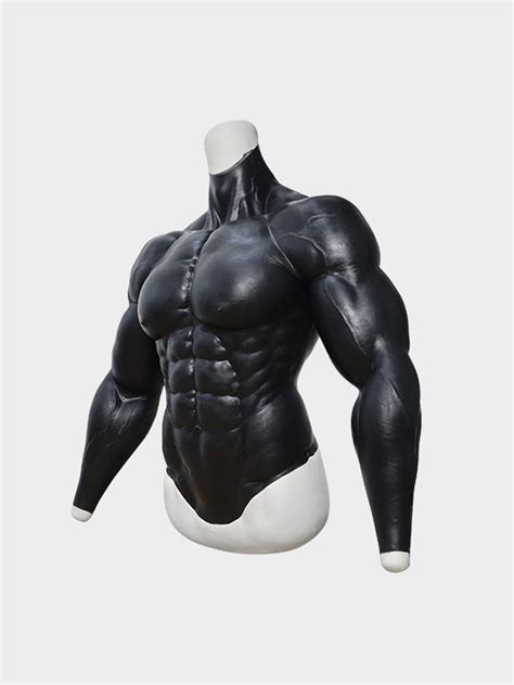 Black Upper Body Muscle Suit With Arms For Cosplay Medical Silicon Made