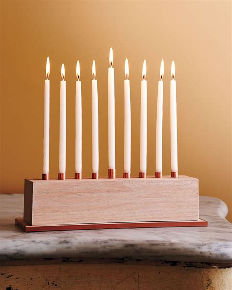 Red Oak Wooden And Copper Menorah Hanukkah Crafts Diy Hanukkah Menorah