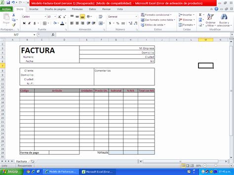 Modelo De Factura En Excel Sample Excel Templates Ima
