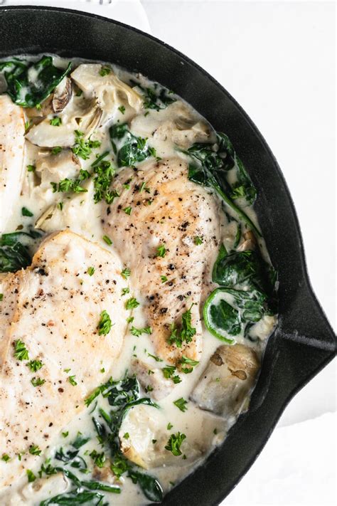 One Skillet Creamy Spinach Artichoke Chicken Lively Table