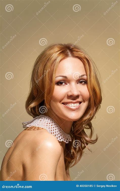 Smiling Beautiful Nude Woman With Necklace Stock Image Image Of