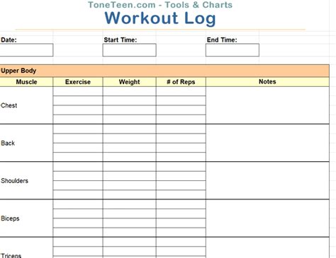 15 Useful Excel Workout Log Templates Word Excel Formats