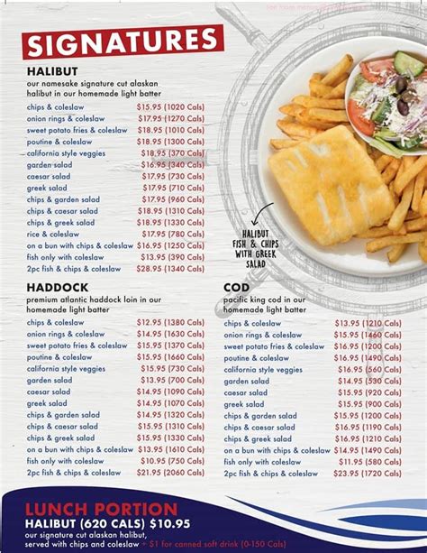 Menu At Halibut House Fish And Chips Barrie Barrie