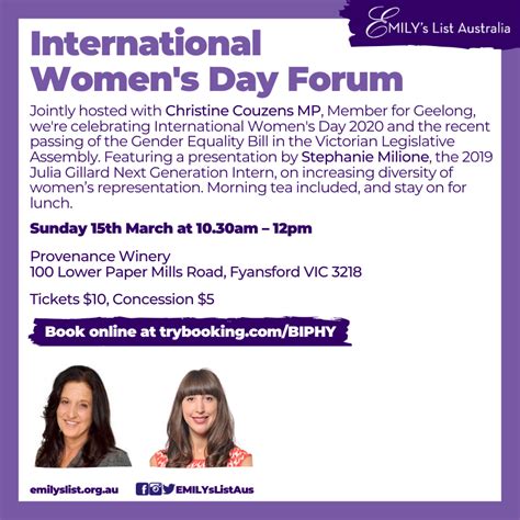 International Womens Day Forum Emilys List Australia