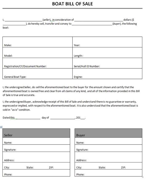 Free Printable Camper Bill Of Sale Form Free Form Generic