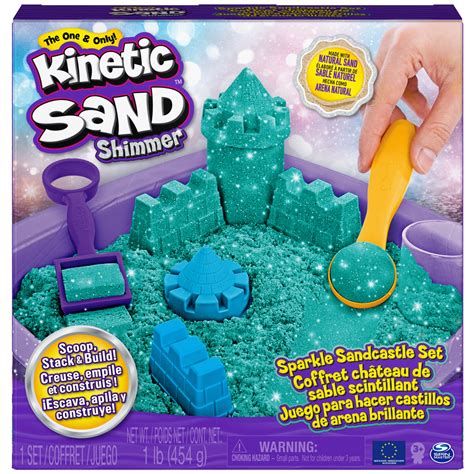 Kinetic Sand Sparkle Sandcastle Set W 1lb Teal Shimmer Kinetic Sand
