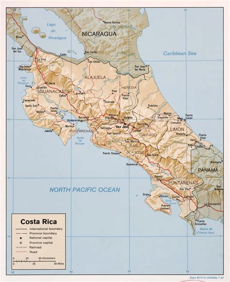 Large Detailed Map Of Costa Rica With Cities And Town