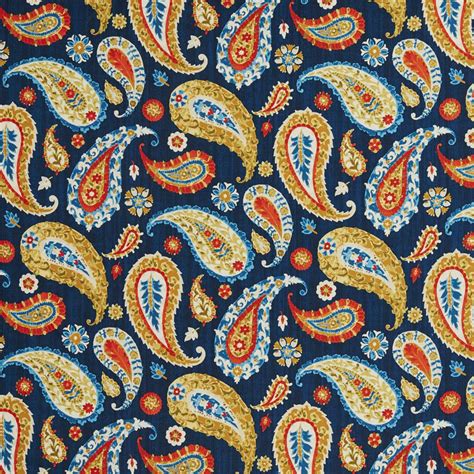 Free delivery and returns on ebay plus items for plus members. B0490C Blue, Red And Gold Large Paisley Print Upholstery ...