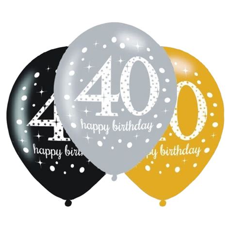 40th Birthday Sparkling Celebration Balloons 6 Pack Big W