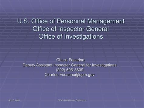 Ppt Us Office Of Personnel Management Office Of Inspector General