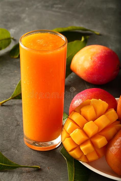 Glass Of Fresh Mango Juice Smoothie Stock Photo Image Of Healthy