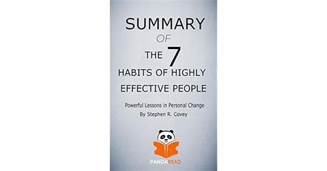 Summary Of The 7 Habits Of Highly Effective People By Stephen R Covey By Panda Read