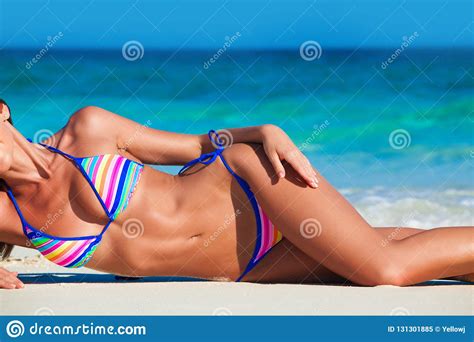 Tanned Woman In Bikini Stock Image Image Of Resort