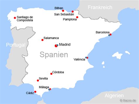 Die städte sind der größe nach sortiert, so dass ihr die größte stadt in. Spanien - Karte - Spanien