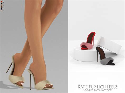 Katie Fur High Heels At Redheadsims Sims 4 Shoes