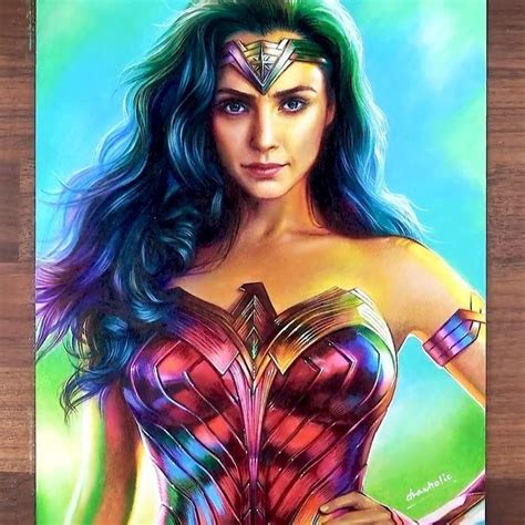 Drawholic On Instagram Colored Pencils Drawing Of Wonder Woman Gal Gadot From Movie Wonder