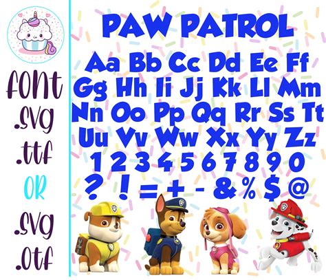 Paw Patrol FONT Alfabeto SVG Para Cricut Silueta Descarga Etsy