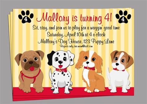 Puppy Dog Invitation Printable Or Printed With Free Shipping Etsy