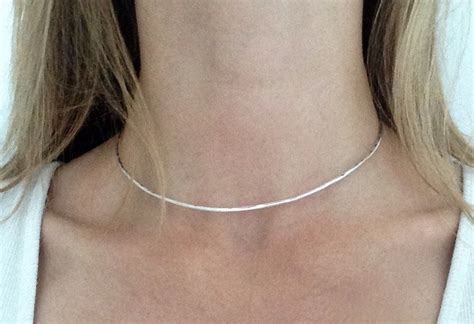 Hammered Sterling Silver Choker Necklace Sterling Silver Etsy