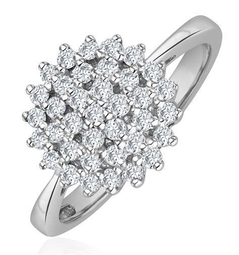 Diamond Cluster Ring Ct Set In K White Gold