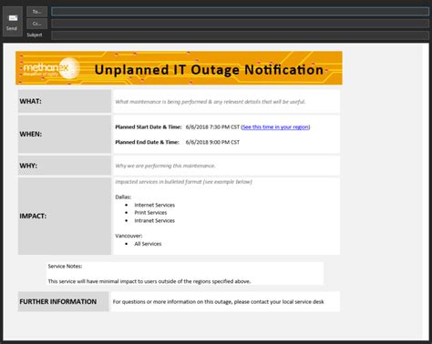 Unplanned Power Outage Email Notification Template