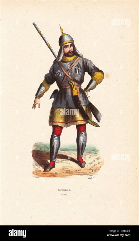 Circassian Man In Helmet And Chainmail Tunic Over Skirt Stock Photo Alamy
