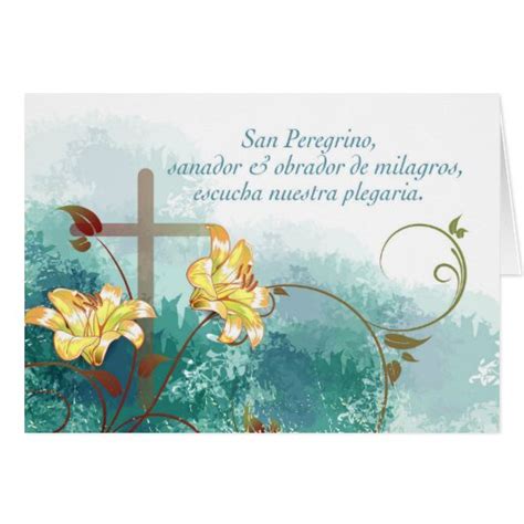 St Peregrine Spanish Prayer Heal Cancer Cross Card Zazzle