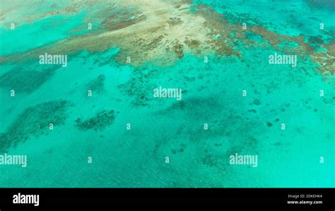 Sobre La Superficie De La Laguna De Color Turquesa Y Arrecifes De Coral