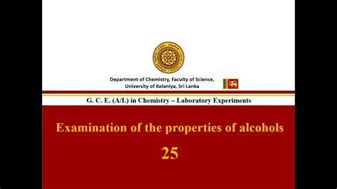 Examination Of The Properties Of Alcohols No25 Youtube