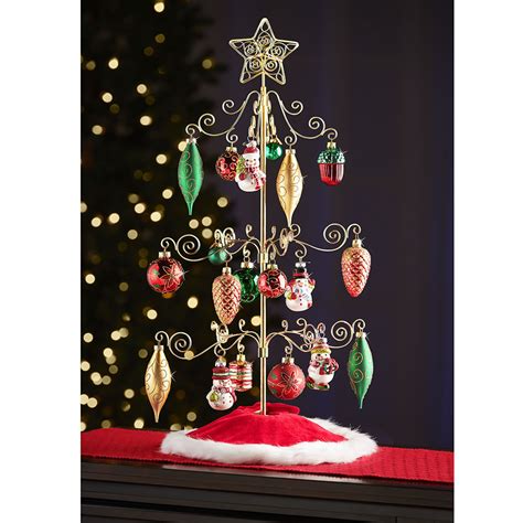 The Tabletop Rotating Ornament Display Tree Hammacher Schlemmer