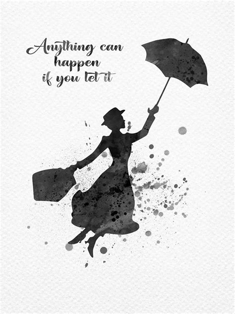 mary poppins and quote bw digital art by mihaela pater fine art america