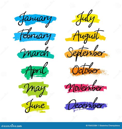 Months Of The Year Calligraphy Stock Vector Illustration Of