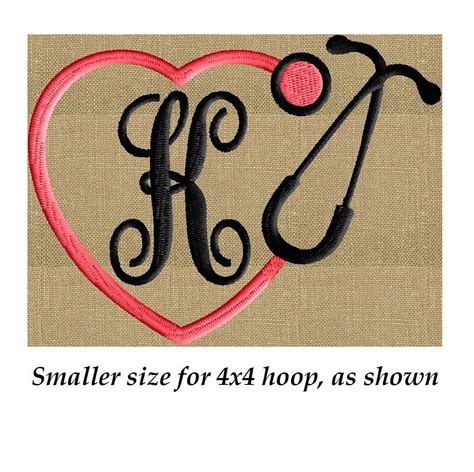 Stethoscope Heart Font Frame Monogram Design Stitchelf