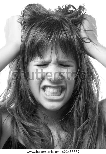 Angry Teenage Girl Screaming Isolated On Stock Photo 623453339