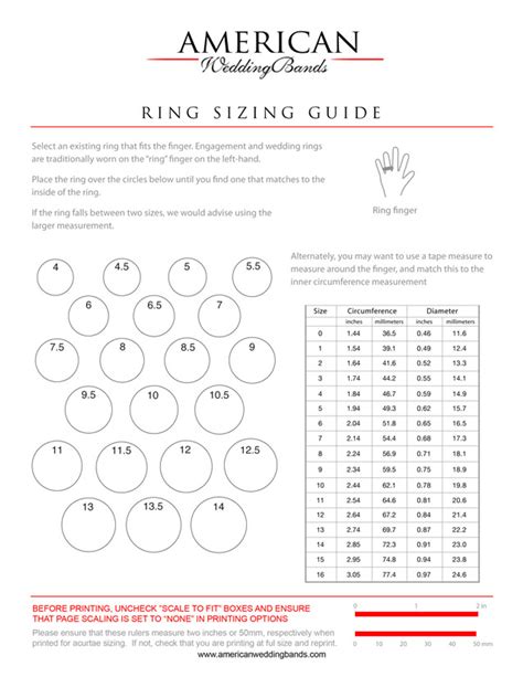 Ring Size Measuring Chart