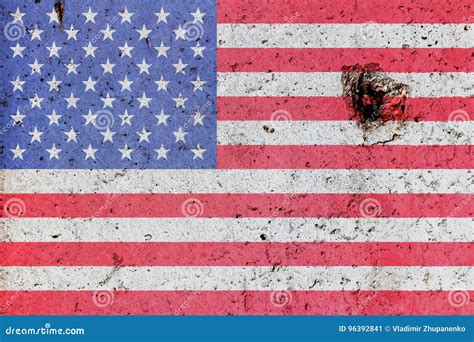 American Flag Painted On A Concrete Wall Stock Image Image Of Color