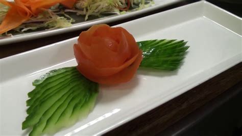 Garnish Skills For Tomato Rose With Cucumber Leaves Skill 030 Youtube