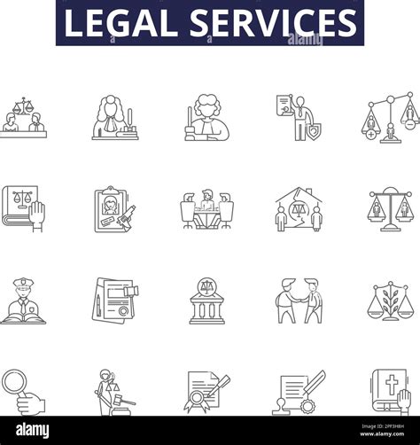 Legal Services Line Vector Icons And Signs Attorney Paralegal