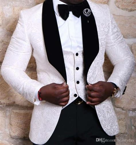 Black Lace Slim Fit 2019 Groom Tuxedos Wedding Suits Custom Made
