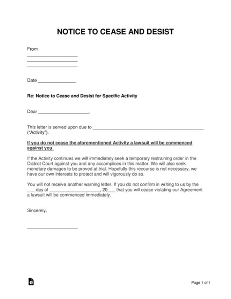 free cease and desist letter templates 9 pdf word eforms