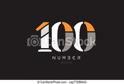 Number 100 One Hundred For Company Logo Icon Design In Grey Orange And