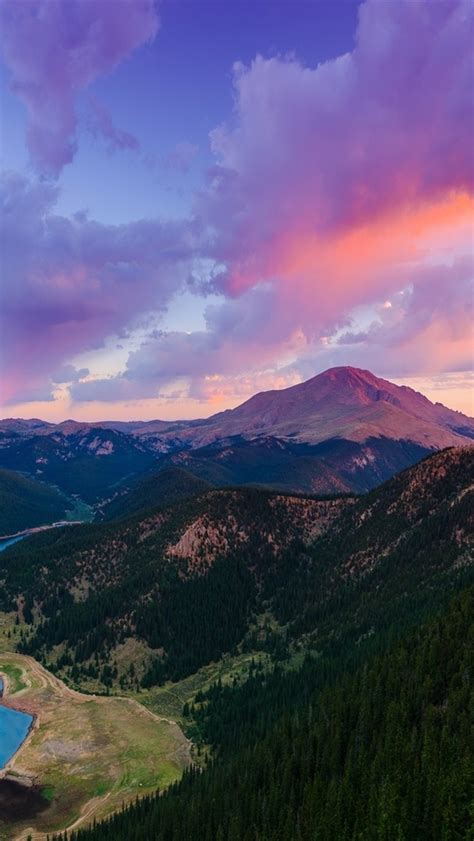 Wallpaper Colorado Usa Mountain Pikes Peak Lake Forest Sunset
