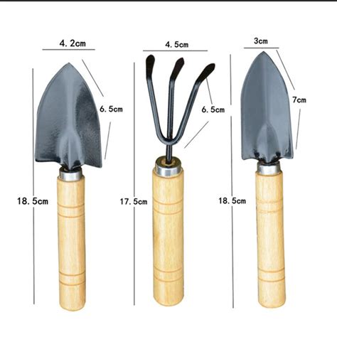 3pcset Mini Garden Hand Tool Kit Plant Gardening Wood Handle Shovel