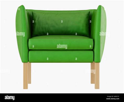 Green Leather Armchair Front View 3d Rendering Stock Photo Alamy