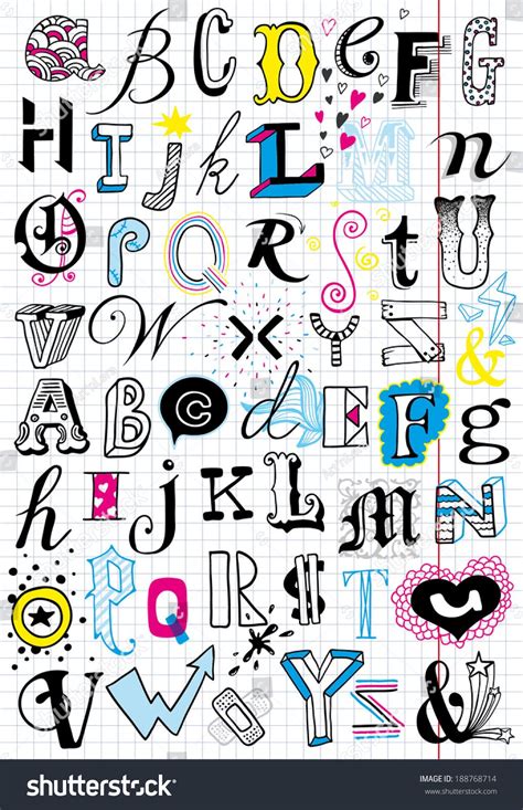 2 Handdrawn Doodle Alphabets Stock Vector Royalty Free 188768714