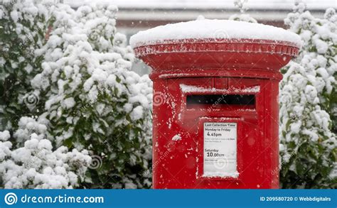 Red Post Box In The Snow At Christmas Stock Photo Image Of Postal