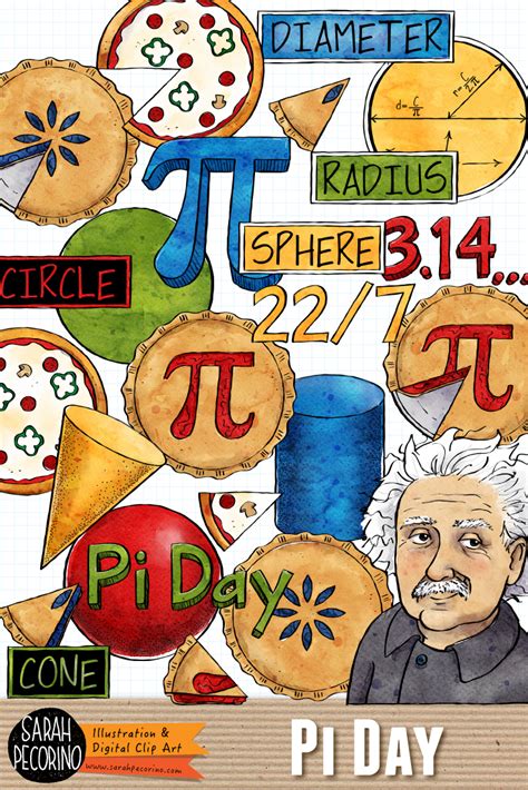 Pi Day Clip Art From Sarah Pecorino Includes Albert Einstein Pies And