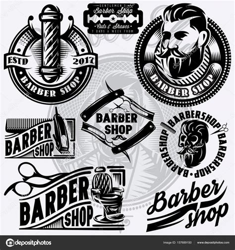 Set Of Templates For Barbershop Barbershop Logo Vector Illustration